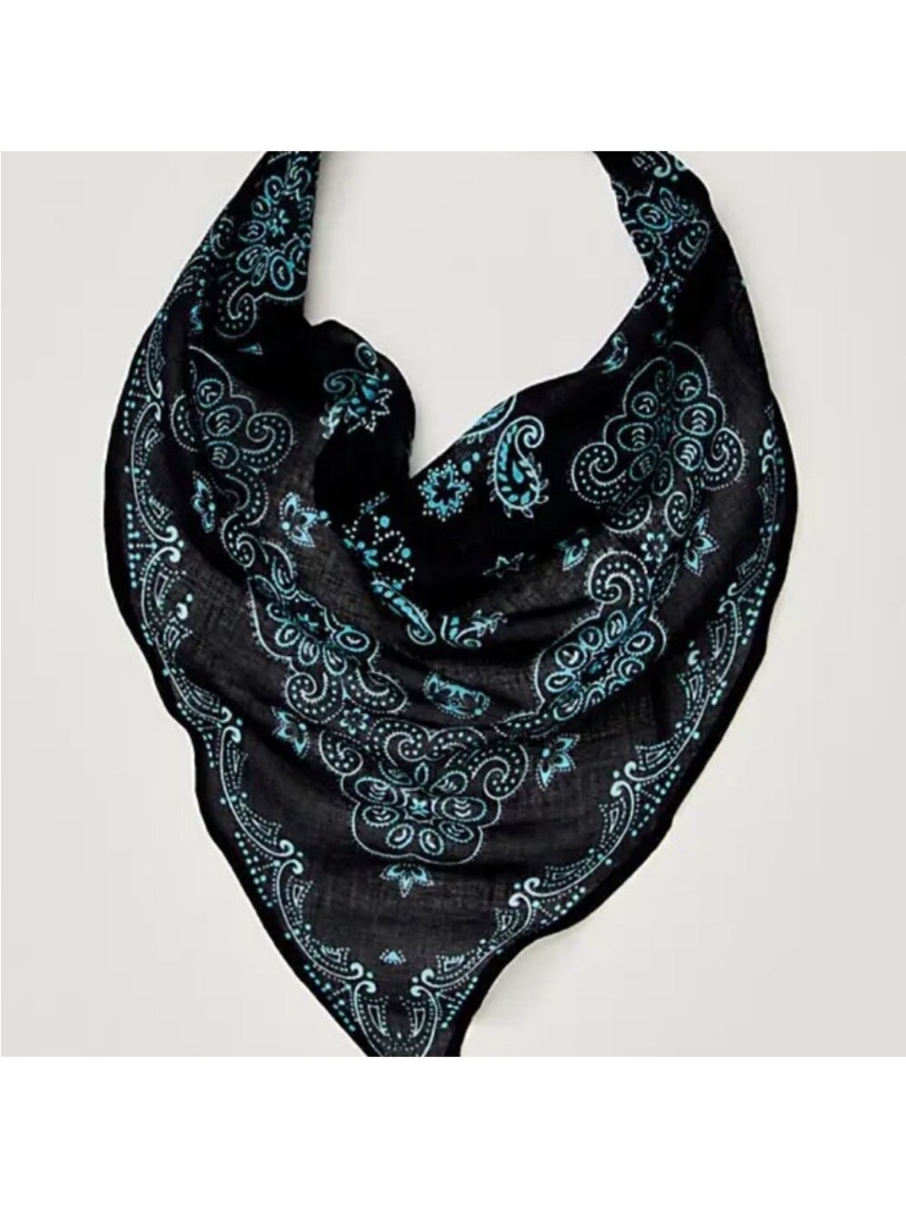 Free People Bridgette Bandana Hair Scarf Navy/Turquois - Picture 2 of 6